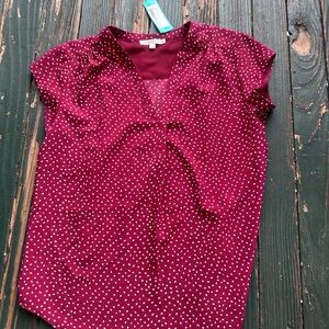 Women's Burgundy Polka Dot Top